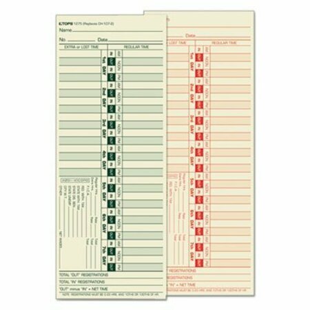 TOPS BUSINESS FORMS TOPS, Time Card For Lathem, Bi-Weekly, Two-Sided, 3 1/2 X 9, 500PK 1275